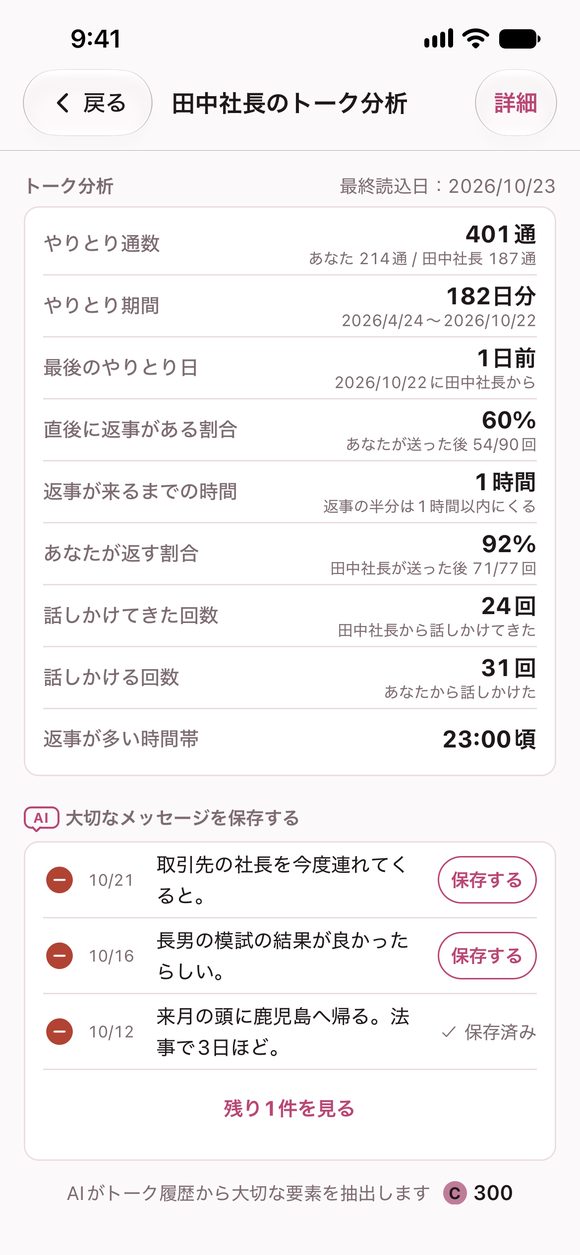 トーク分析の画面